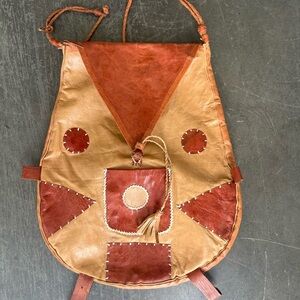 Handcrafted Tan and Brown Leather Backpack